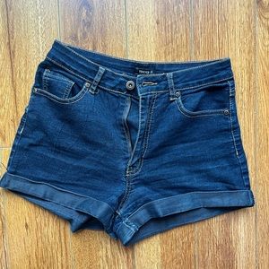 Dark Blue Stretch Denim Shorts